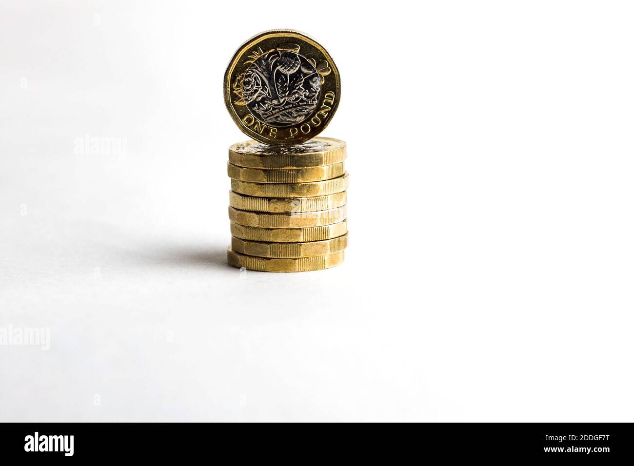 Monete da 1 libbra. Denaro britannico. Foto Stock