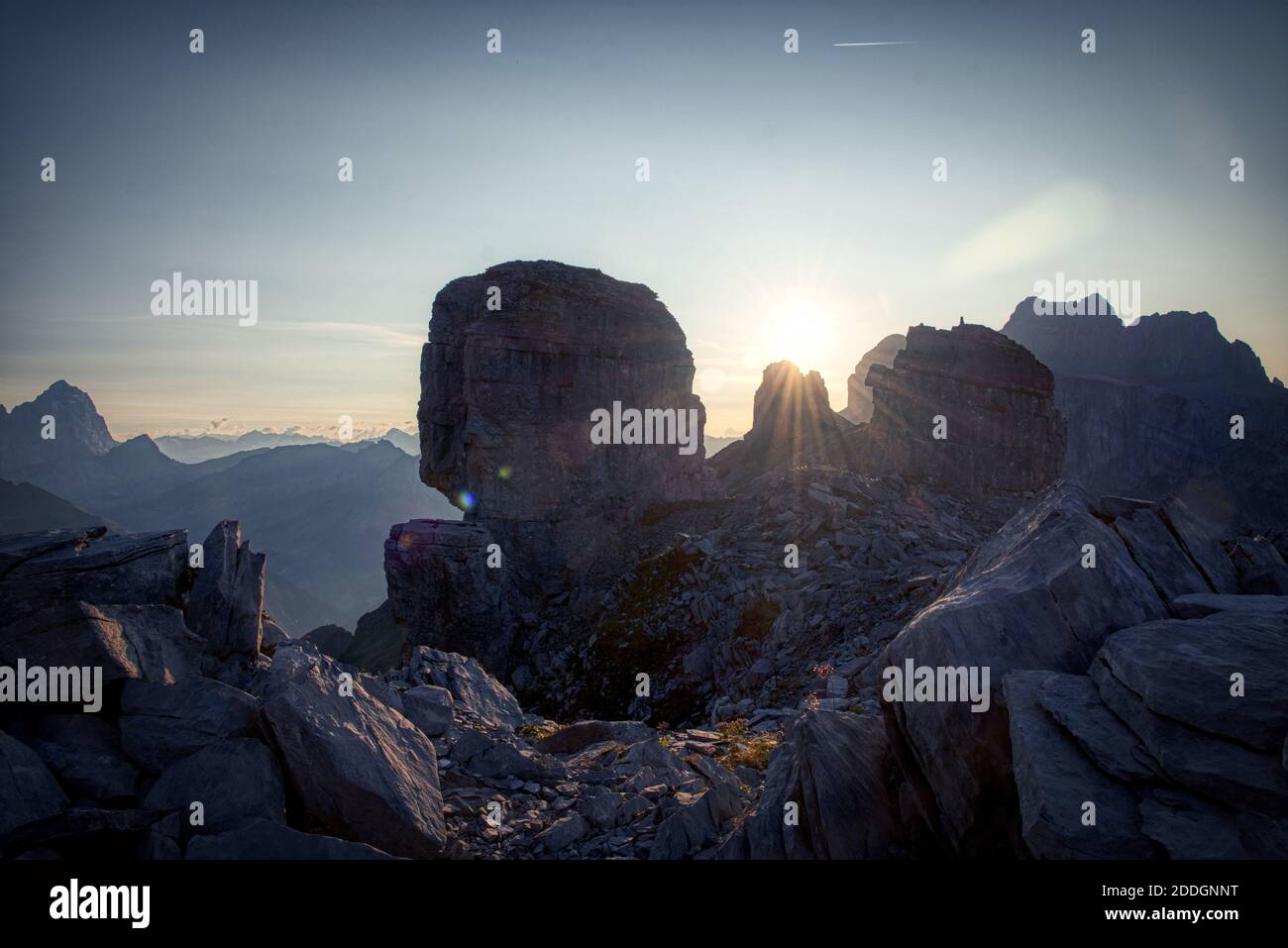 Punto panoramico Balmer Grätli all'ora del tramonto Foto Stock