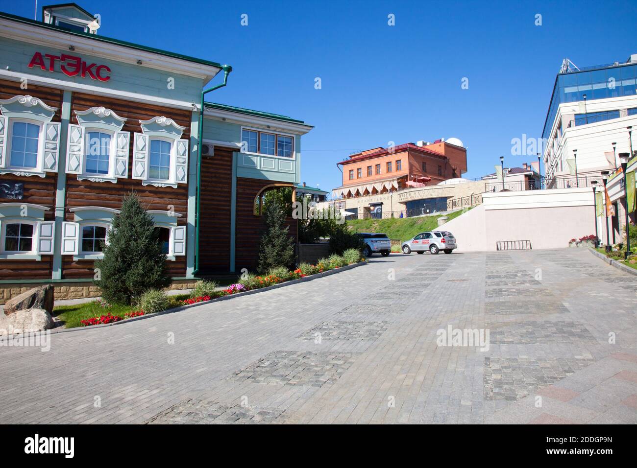 Irkutsk, Russia - 18 Settembre 2016: Street in Irkutsk Sloboda area (130 Trimestre), la Russia. Foto Stock