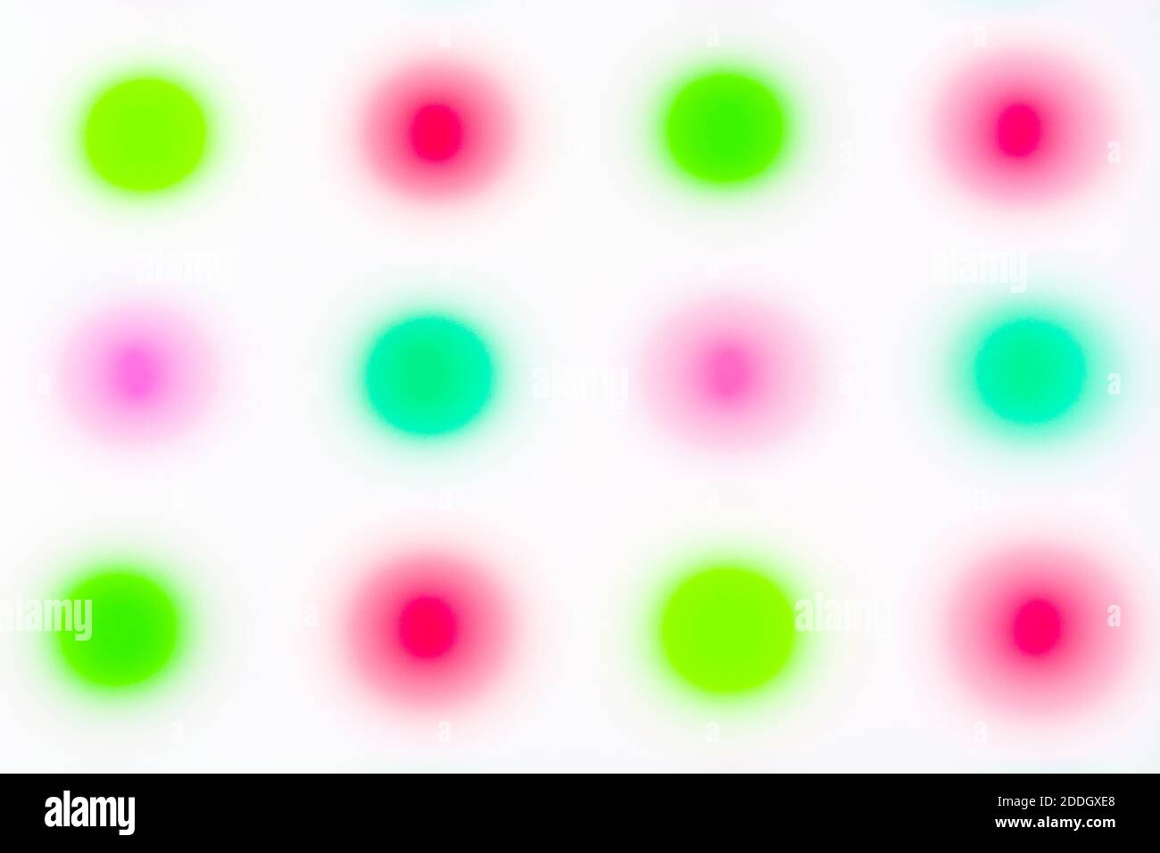 Puntini colorati astratti a messa a fuoco morbida. Per mancanza di chiarezza, malattia mentale, non pensare dritto, tumulto di colore, sfondo astratto. Foto Stock