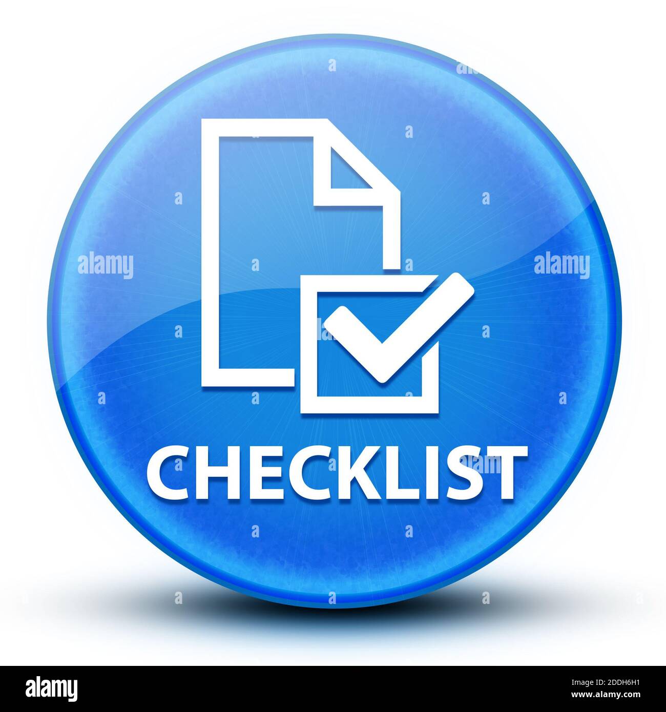 Lista di controllo (icona topografia) eyeball blu lucido pulsante rotondo illustrazione astratta Foto Stock