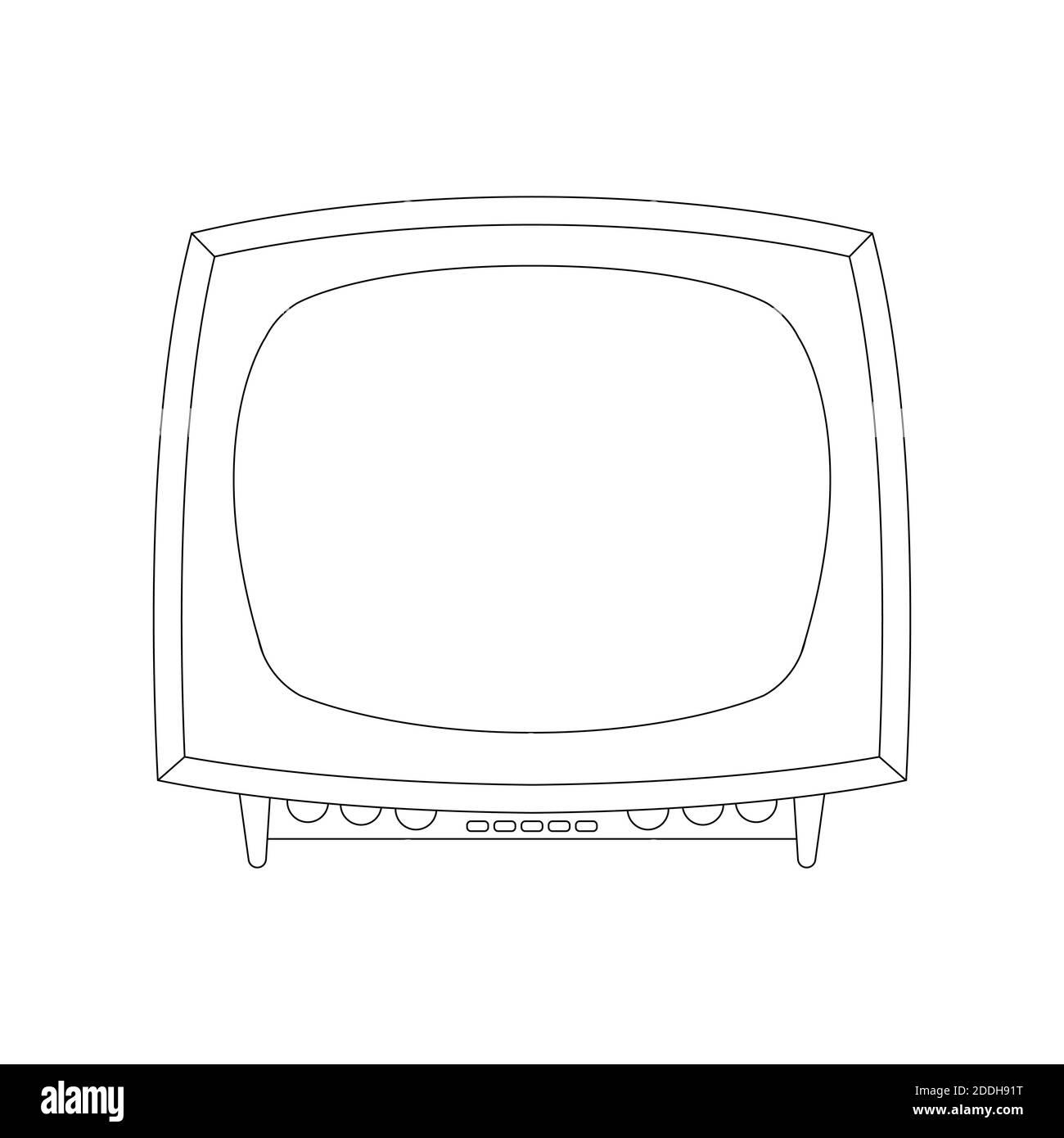 tv retro vintage, illustrazione vettoriale, disegno di rivestimento Foto Stock