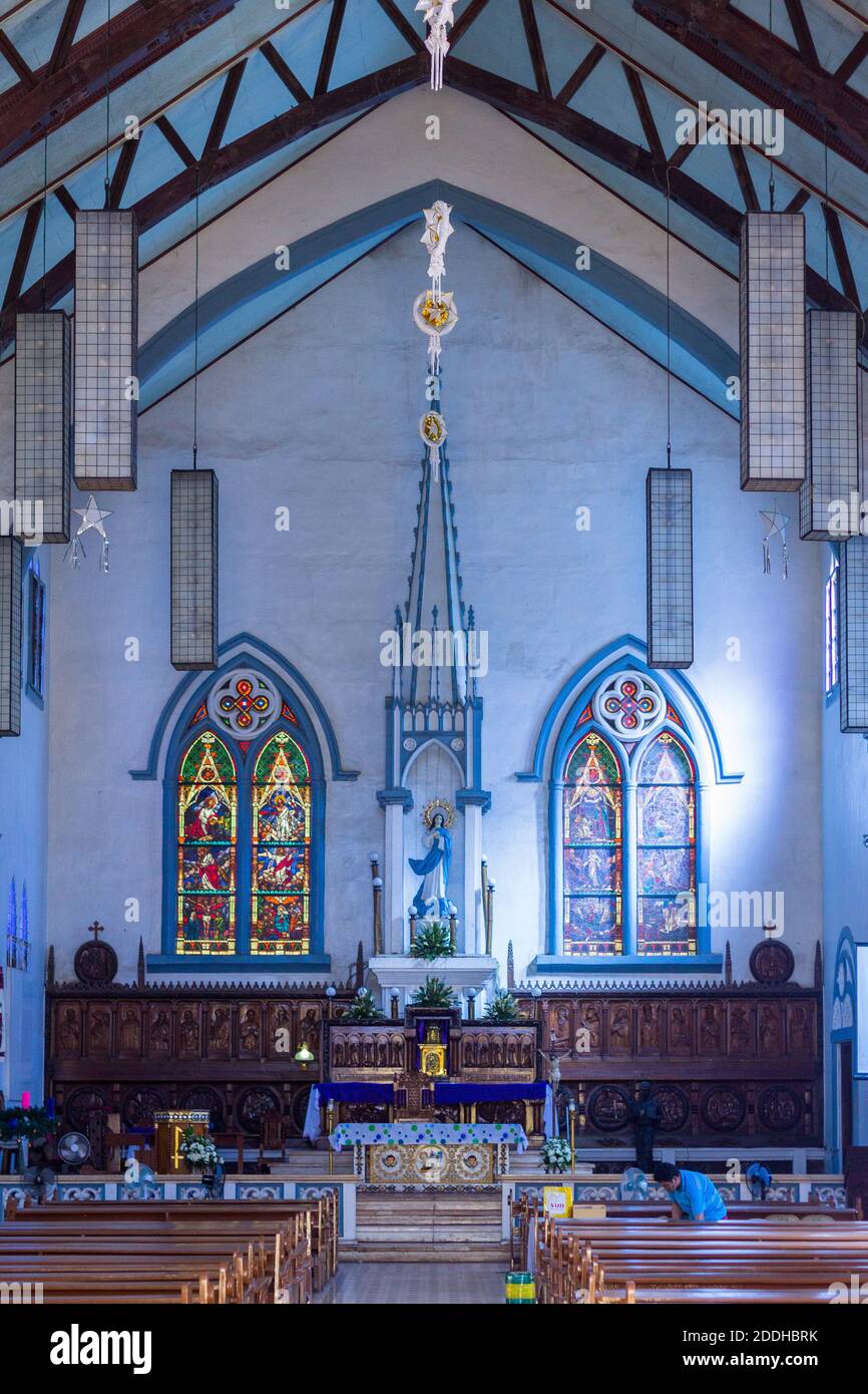 Interno della Cattedrale dell'Immacolata Concezione a Puerto Princesa, Palawan, Filippine Foto Stock