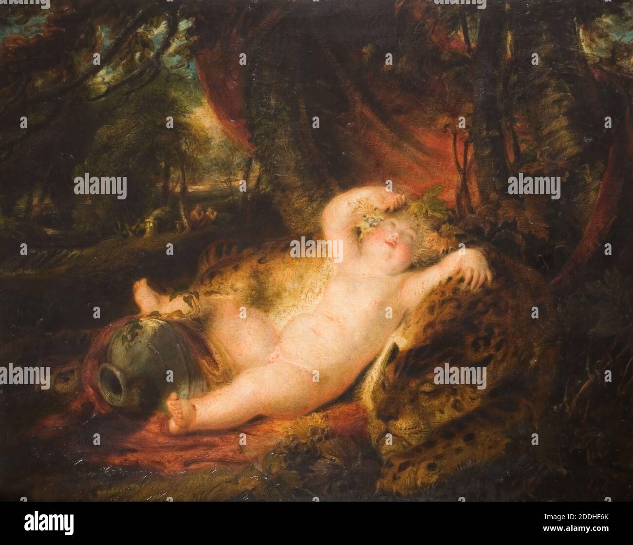 Il Bacco infantile, 1811 di Richard Westall, mitologia romana, dipinto ad olio, Bambino, dei romani Foto Stock