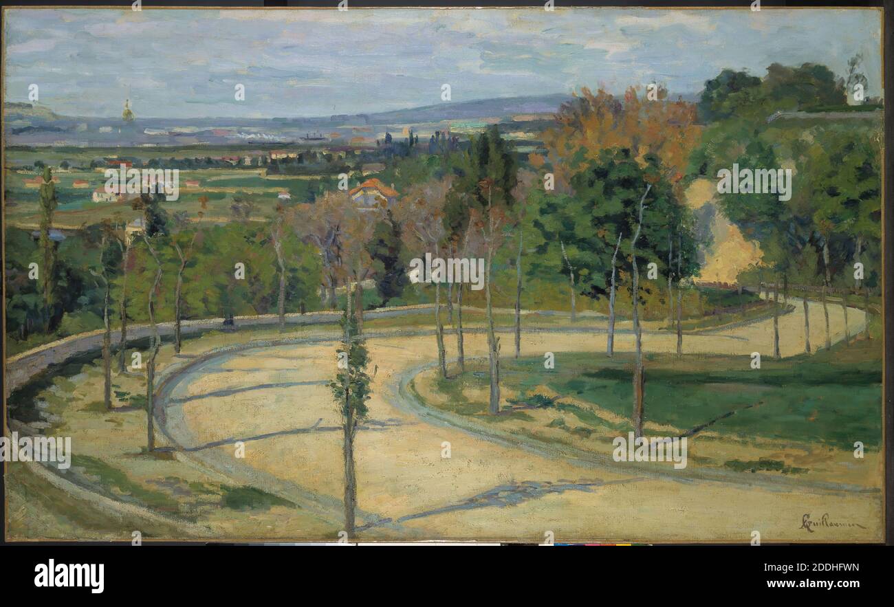 Les environs de Paris, 1873-1875 Armand Guillaumin, Paesaggio, Pittura ad olio, Francia, movimento d'Arte, Impressionismo, strada Foto Stock