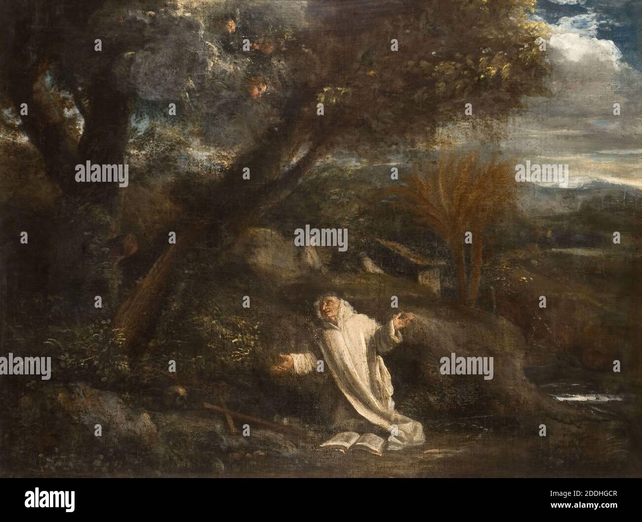 Paesaggio con un santo in estasi, 1612-1647 di: Pier Francesco Mola, Paesaggio, Pittura ad olio, religione, Cristiano, religione, Santa Foto Stock