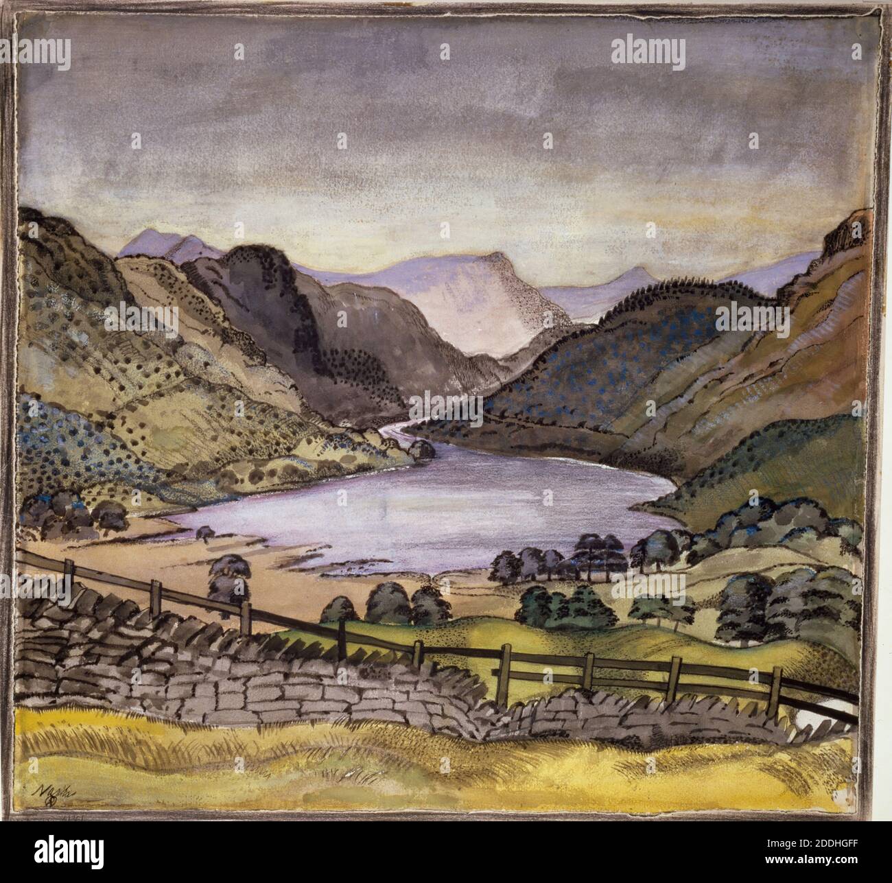 Thirlmere, 1914 Paul Nash (m. 1946), Arte moderna, Arte Contemporanea, montagna, Lago, Abstract, Watercolor, Inghilterra, Lake District Foto Stock