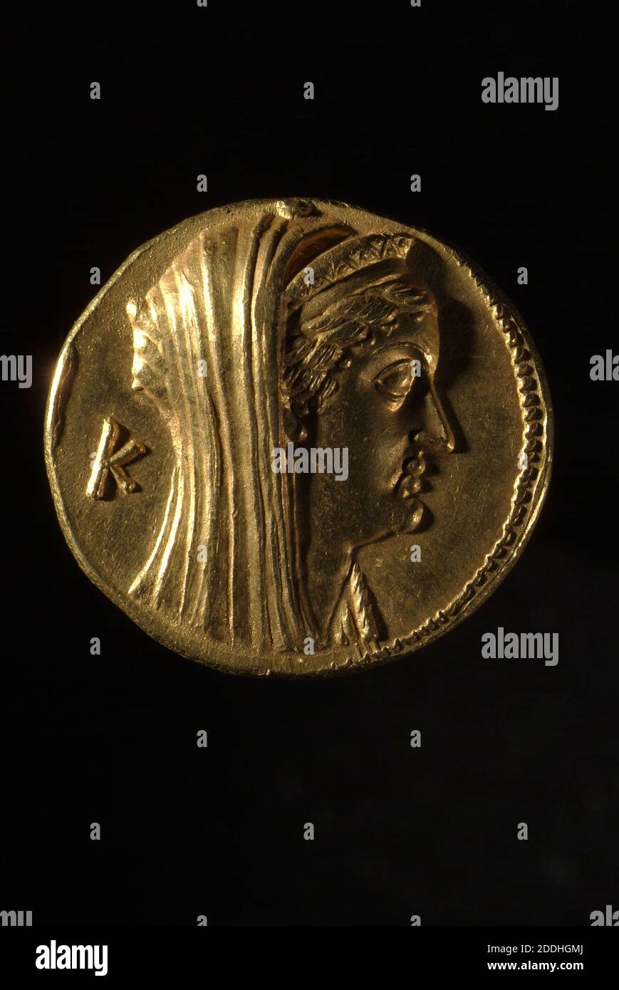 Reverse view greco Oktadrachm di Arsinoe II, 240 AC moneta d'oro, metallo prezioso, oro, monete antiche e medievali, Numismatica, Grecia antica, denaro Foto Stock