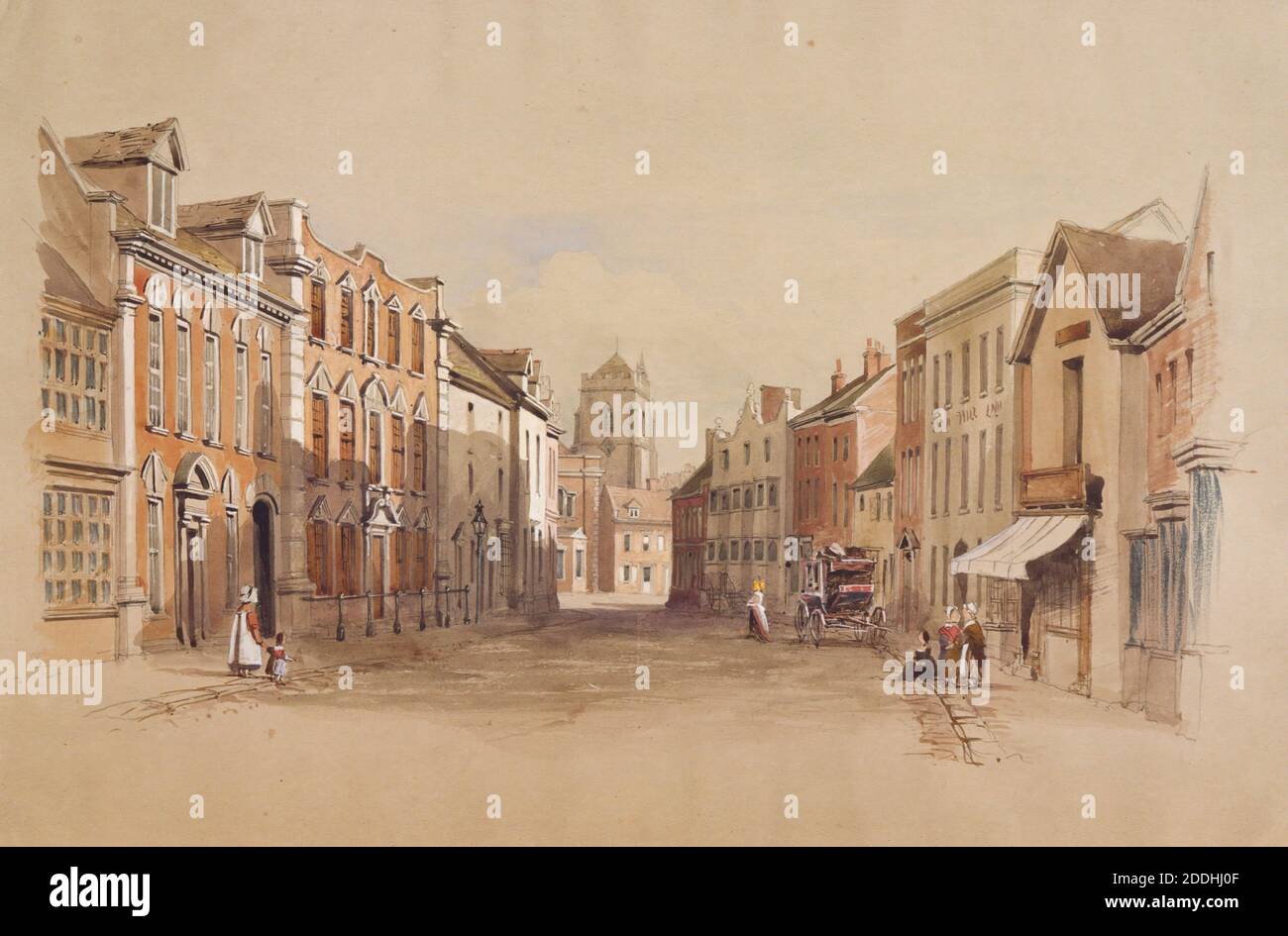 High Street, Sutton Coldfield, Undated Allen Edward Everitt, Watercolor, viste topografiche, storia di Birmingham, Inghilterra, Midlands Foto Stock