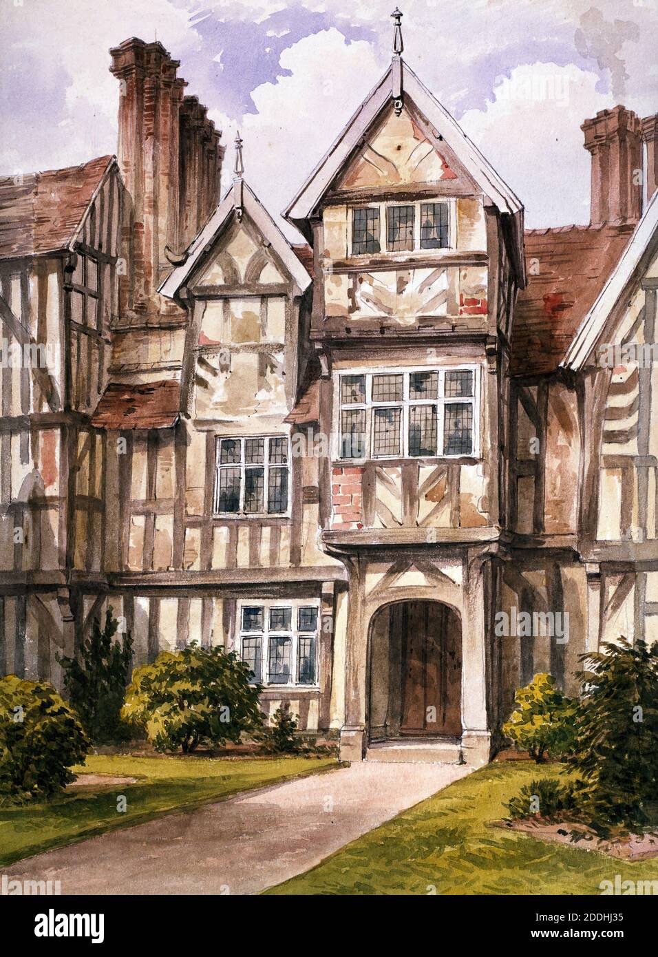 Moseley Old Hall, Wolverhampton, Undated Allen Edward Everitt, Watercolor, viste topografiche, Inghilterra, Midlands Foto Stock