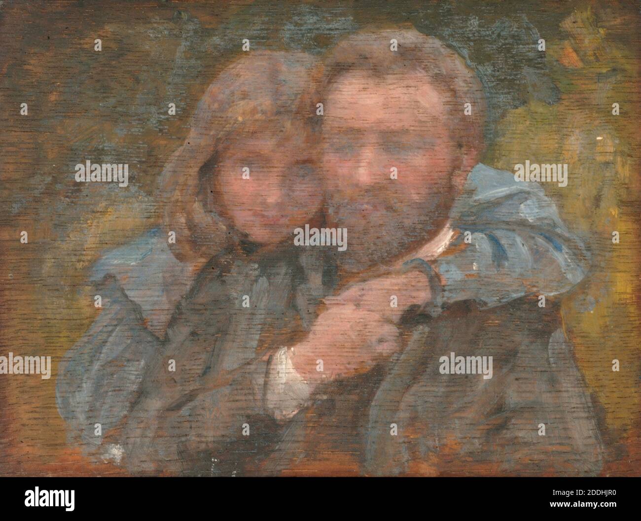 Enrico ed Estella Canziani, 1880-1900., Louisa Starr Canziani (d.1909), ragazza, Famiglia, XIX secolo, legno, Pittura, Ritratto, maschio, Padre, figlia Foto Stock