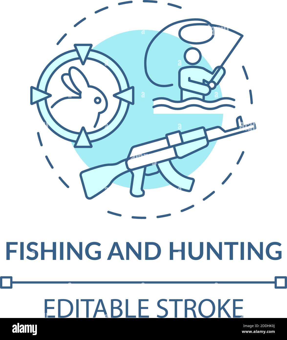 Pesca e caccia icona concettuale turchese Illustrazione Vettoriale