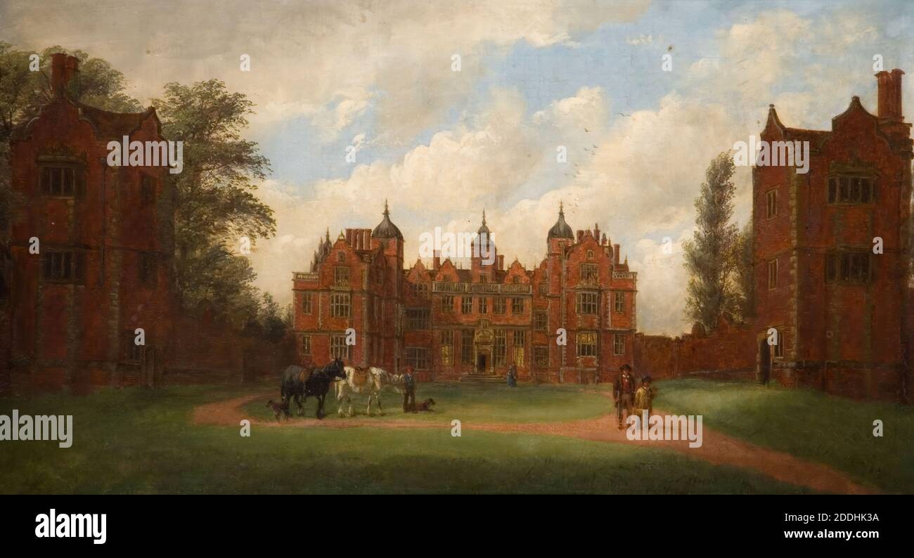 Aston Hall The East Front, 1854 by: John Joseph Hughes, Topographical views, General view, England, Midlands Foto Stock