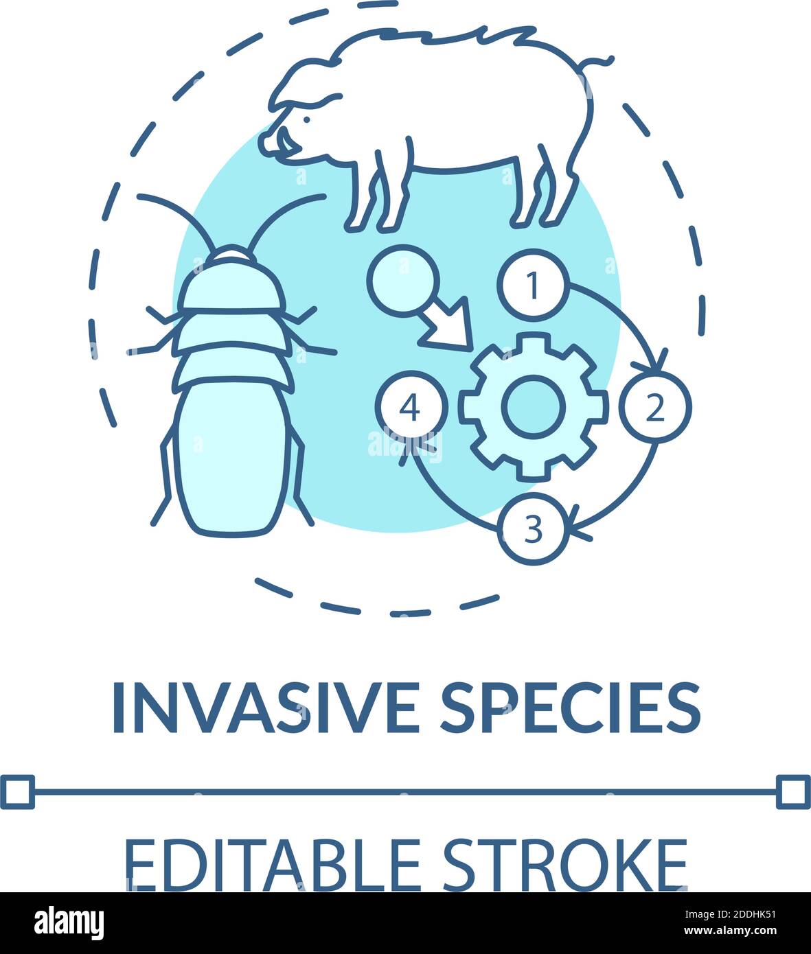 Icona concettuale delle specie invasive turchesi Illustrazione Vettoriale