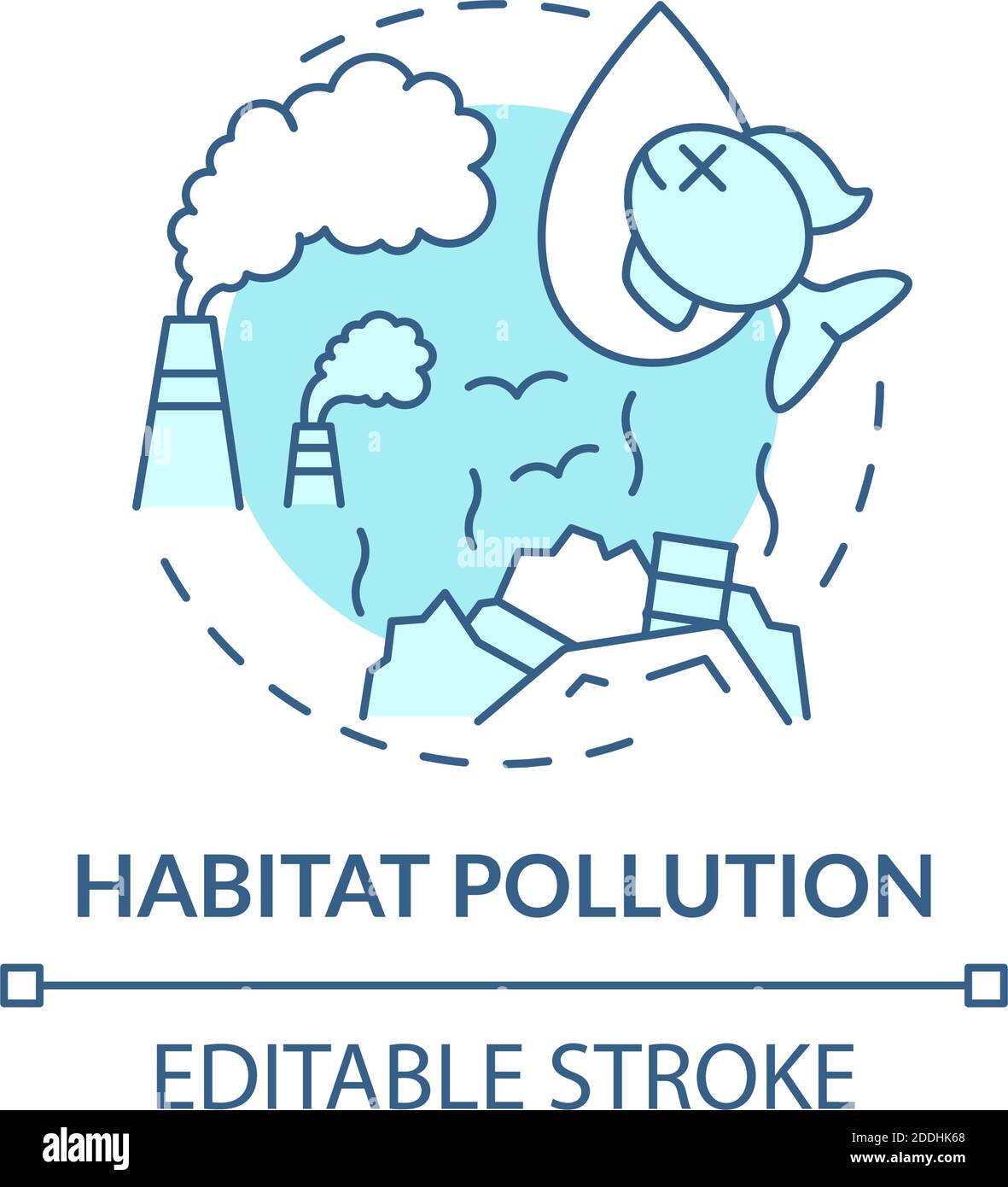 Habitat inquinamento icona concettuale turchese Illustrazione Vettoriale