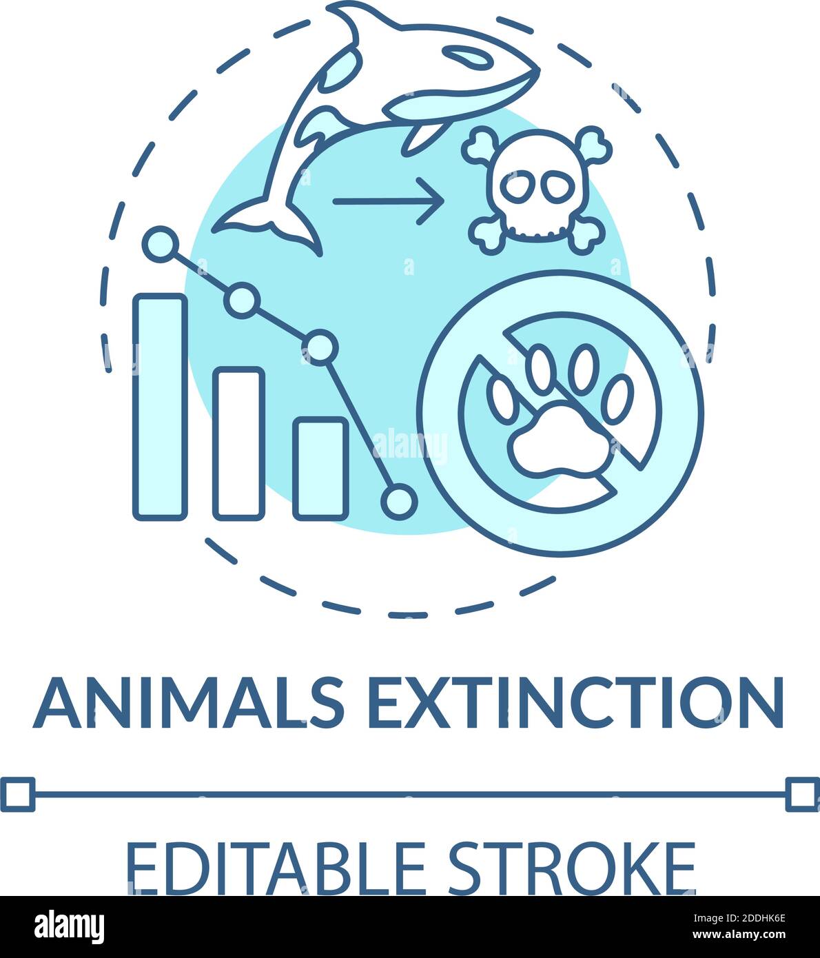 Icona concettuale turchese estinzione animali Illustrazione Vettoriale