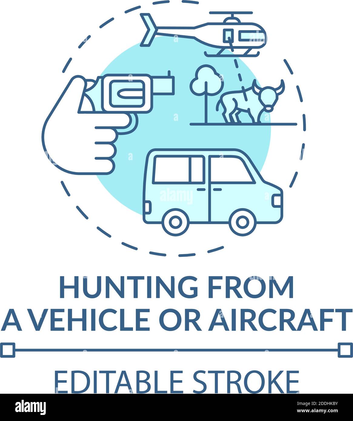 Caccia da un veicolo o aereo icona concettuale turchese Illustrazione Vettoriale