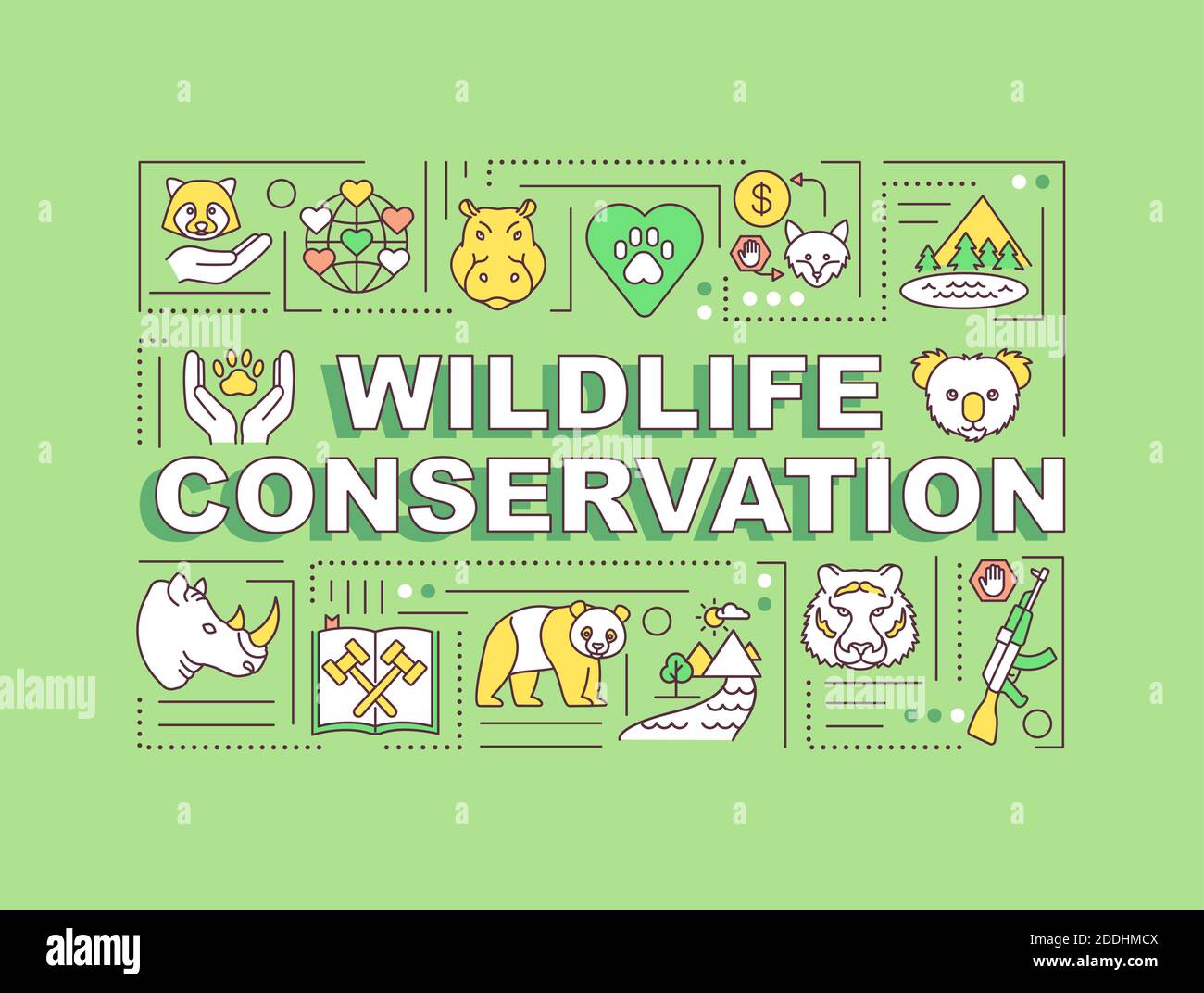 Banner concetti parola conservazione della fauna selvatica Illustrazione Vettoriale