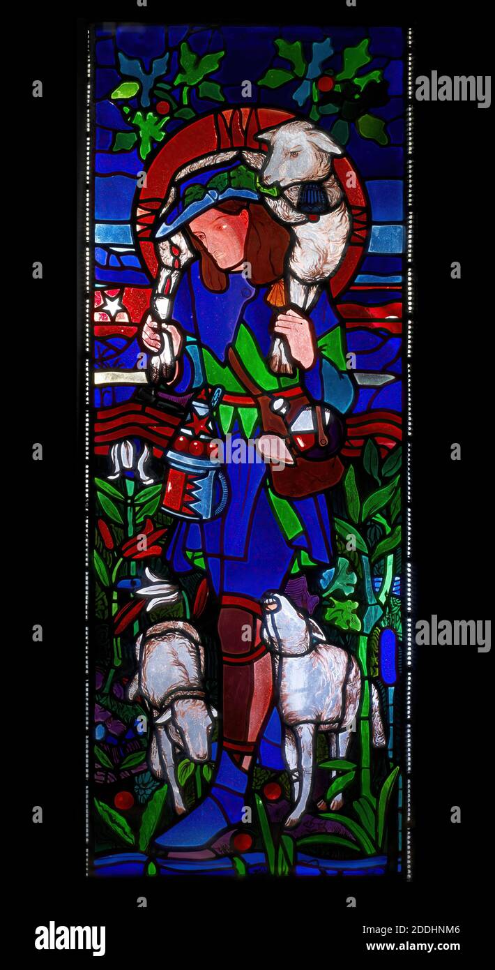 The Good Shepherd, 1861 artista: Sir Edward Burne-Jones, finestra, vetro colorato, animale, pecora Foto Stock