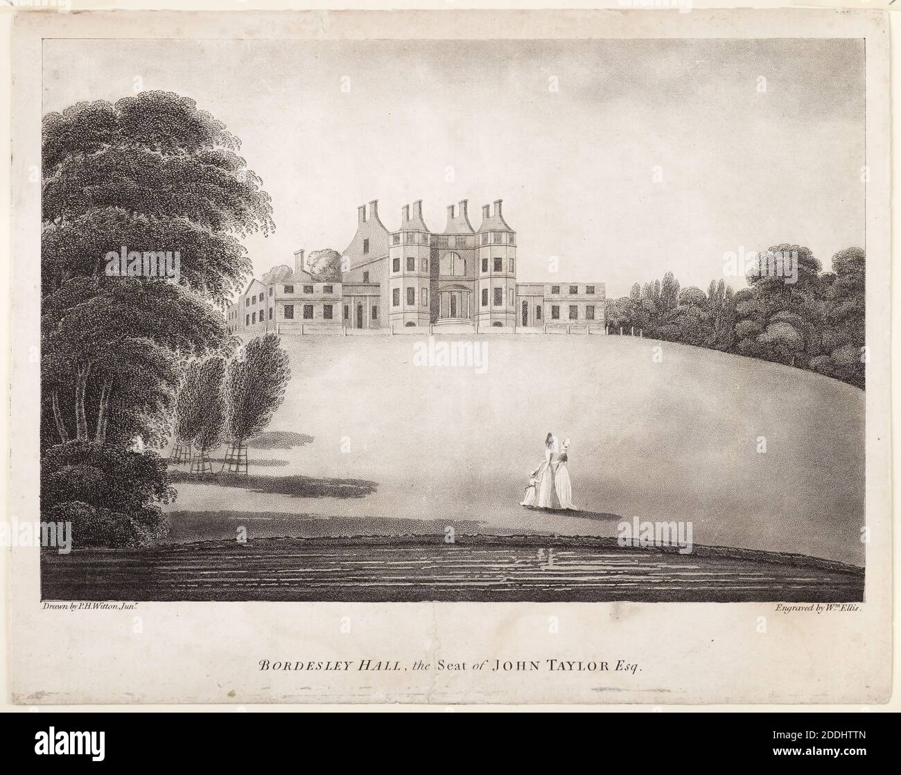 Incisione, Bordesley Hall, Birmingham, 1792 incisore: William Ellis disegnato da: P H Witton inscritto: 'Bordesley Hall, la sede di John Taylor Esq.', viste topografiche, Stampa, incisione, storia di Birmingham Foto Stock Incisione, Bordesley Hall, Birmingham, 1792 incisore: William Ellis disegnato da: P H Witton inscritto: 'Bordesley Hall, la sede di John Taylor Esq.', viste topografiche, Stampa, incisione, storia di Birmingham Foto Stock