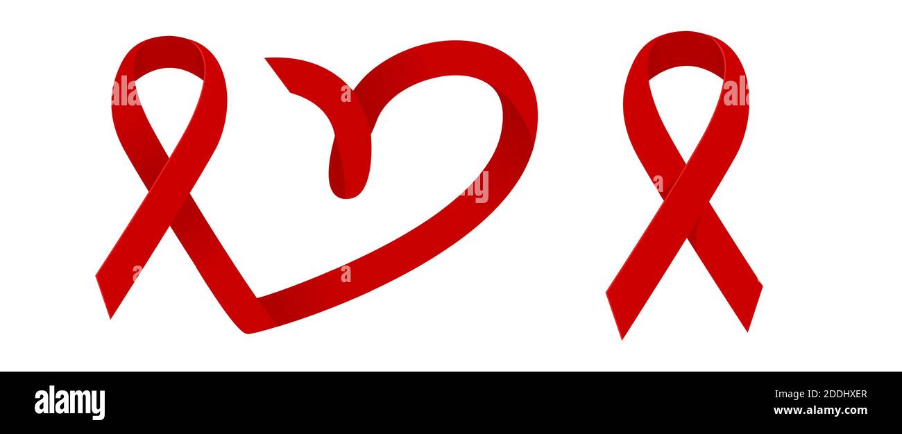 Test HIV. Giornata mondiale dell'AIDS 1 dicembre, nastro rosso. Illustrazione Vettoriale