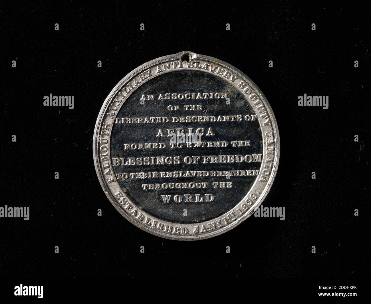 Medaglia commemorativa del XIX secolo, Falmouth Anti-Slavery Society, 1839 Maker: Joseph Davis, Numismatica, Medallion, Caraibi Foto Stock