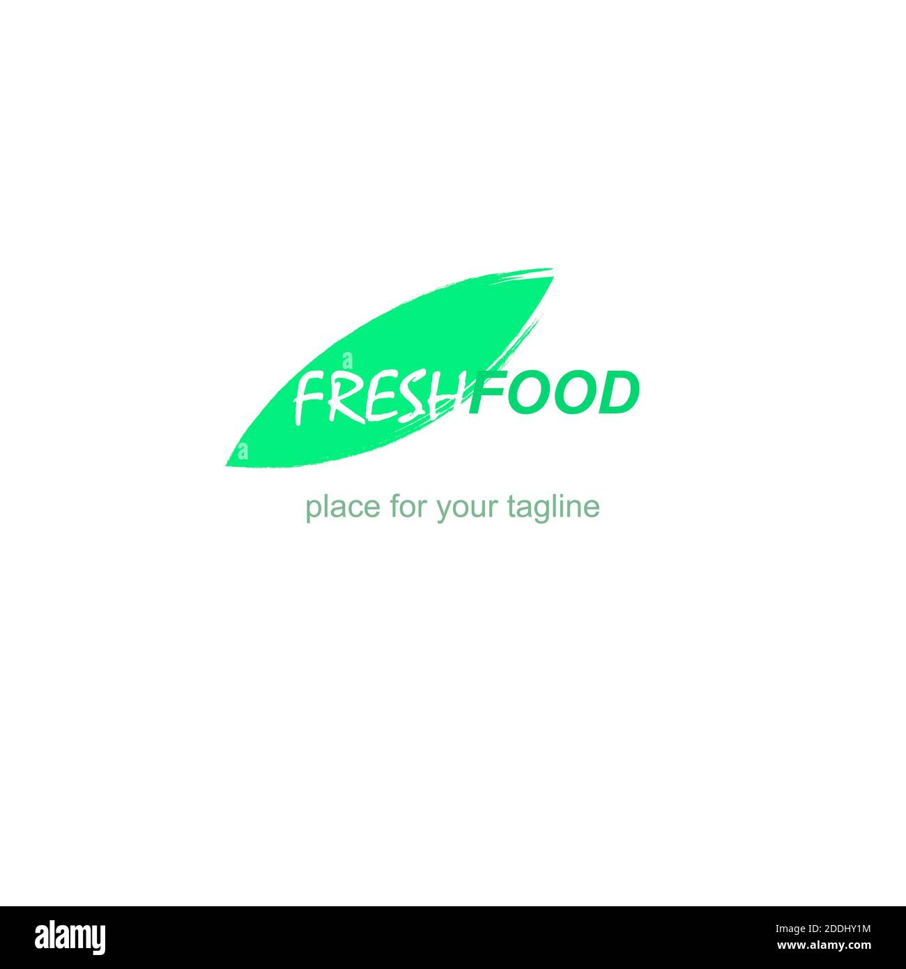 Logo alimentare in vettore. Icona colore vettore con foglia verde Foto Stock