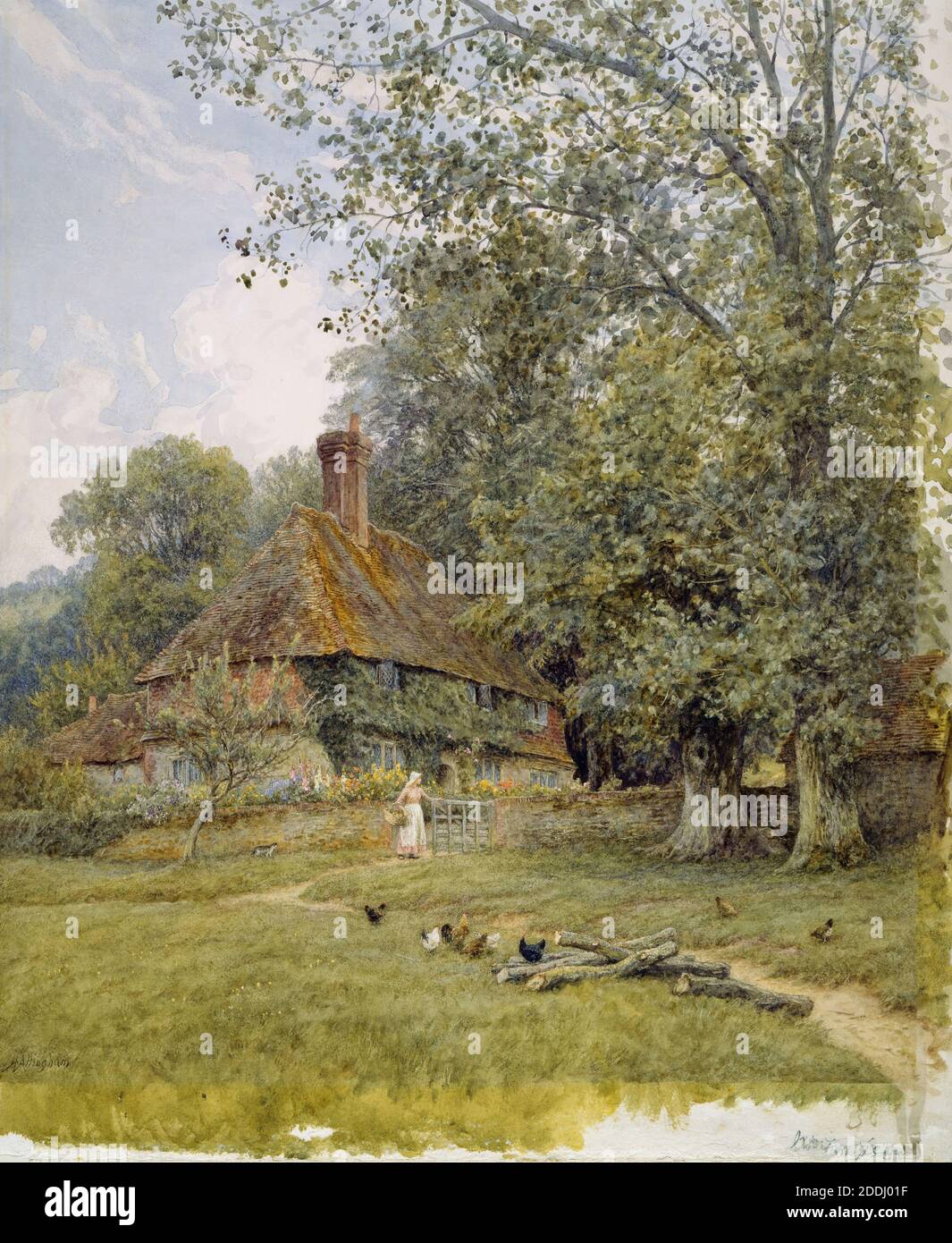 Valewood Farm, Haselemere, Surrey, 1895 di Helen Allingham, Paesaggio, Campagna, Cottage Foto Stock