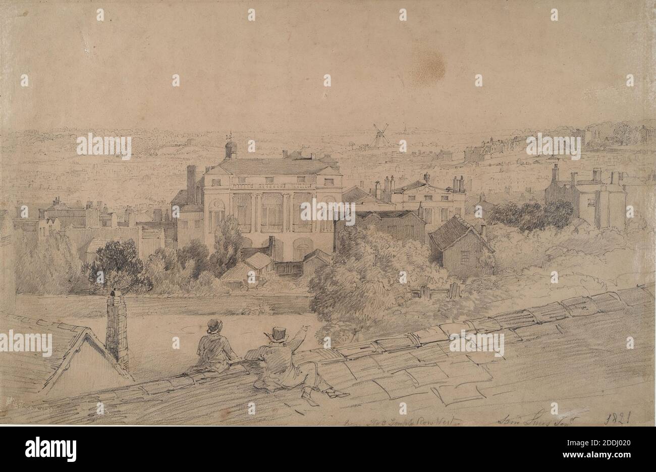 Vista dal No.3 Temple Row West, Birmingham, 1821 Samuel Lines SNR, viste topografiche, storia di Birmingham, paesaggio urbano, Inghilterra, Midlands Foto Stock