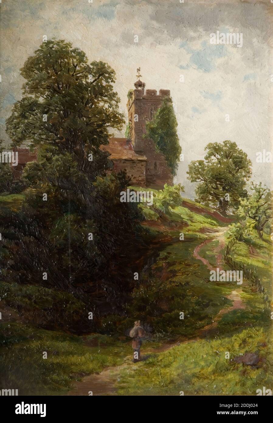 Chiesa di Wigmore, vicino a Ludlow, 1880 di Samuel Henry Baker, Paesaggio, Inglese, Rurale, Campagna, Chiesa Foto Stock
