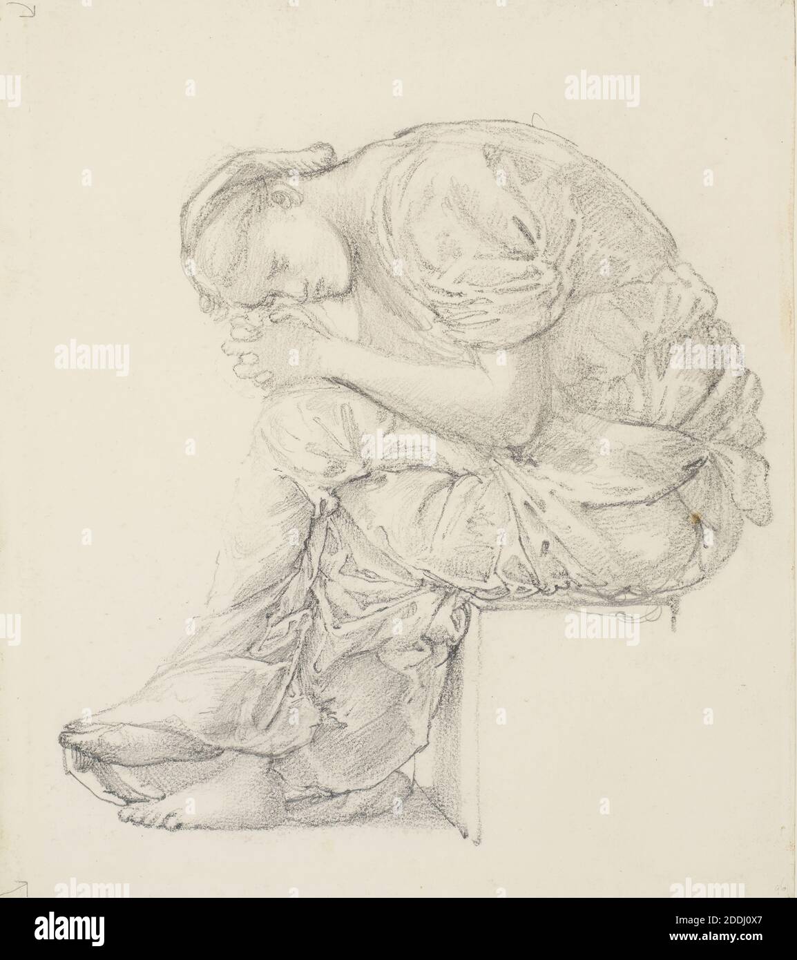 Il Lament, Studio per la figura a destra, 1865-1866 Sir Edward Burne-Jones (d.1898), 19 ° secolo, Donna, emozione Foto Stock