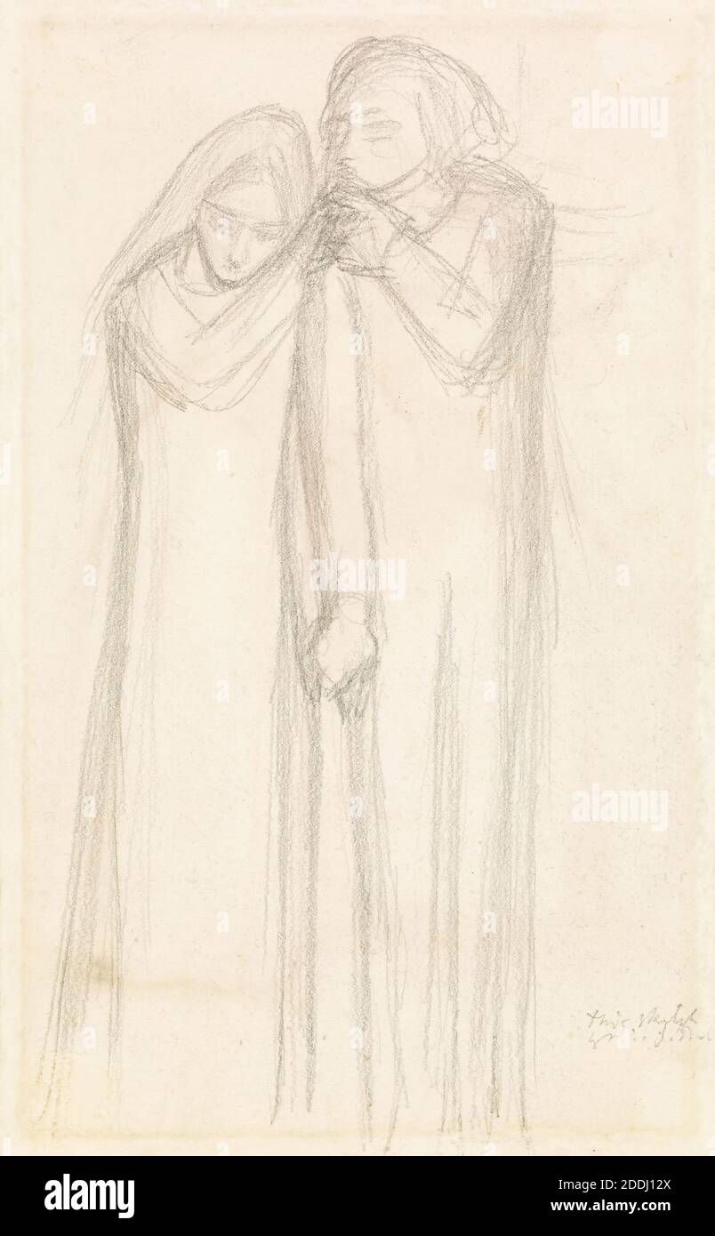 La figlia di Jephtha, Ballad of Fair Annie, Study Artists: Dante Gabriel Rossetti e Elizabeth Siddal Brown Pen and Ink Wash on Paper; Pencil on verso, Art Movement, Pre-Raphaelite, 19th CenturyPre-Raphaelite Foto Stock