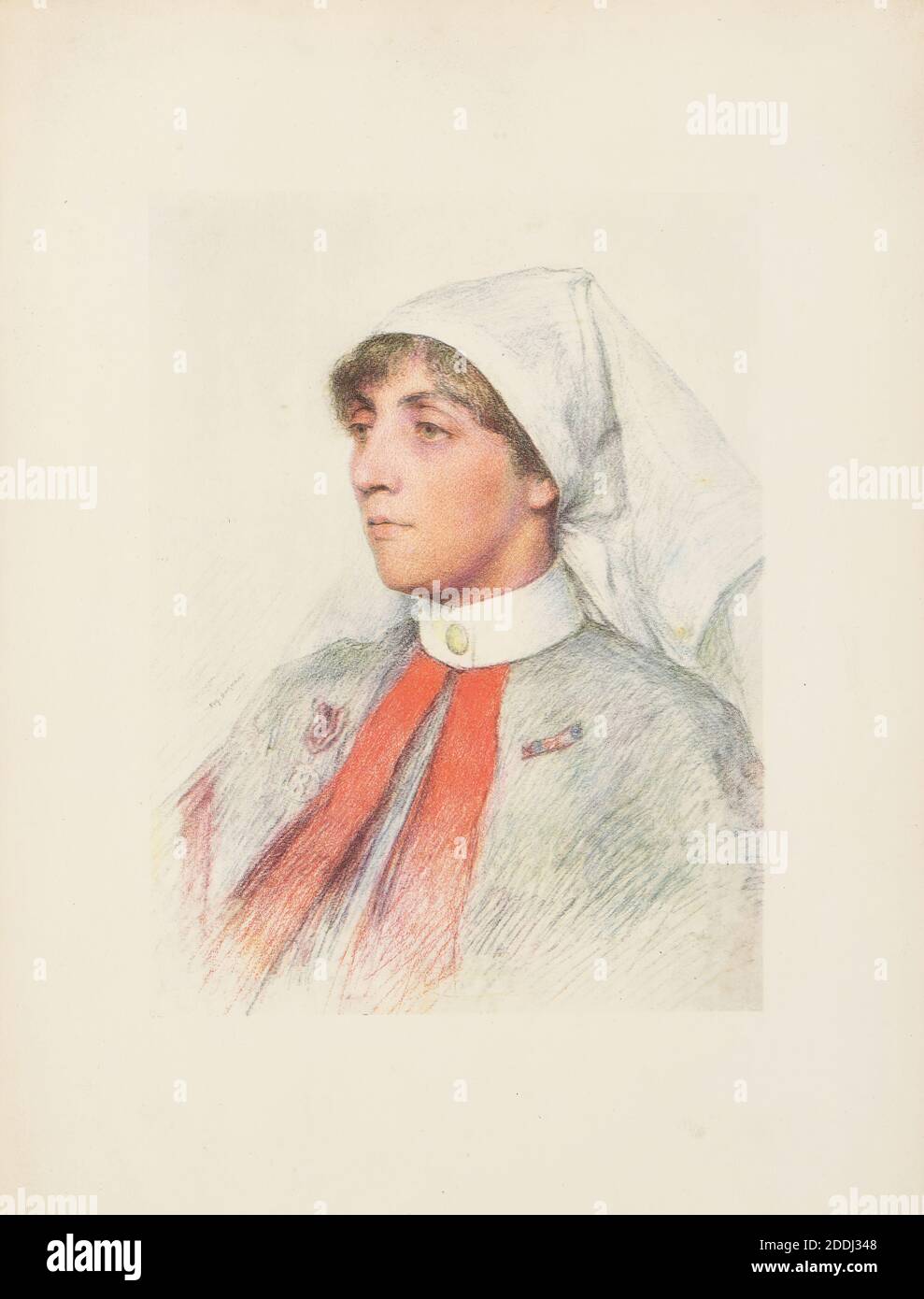 Gli Alleati: Impero britannico: Matron ospedale; Miss M M L di Melbourne, Australia Eugene Burnand (d.1931), disegno, pastello, carta, Ritratto, cornice, fotografia, Replica, Storia sociale, Salute e Medicina, Guerra, opere su carta Foto Stock