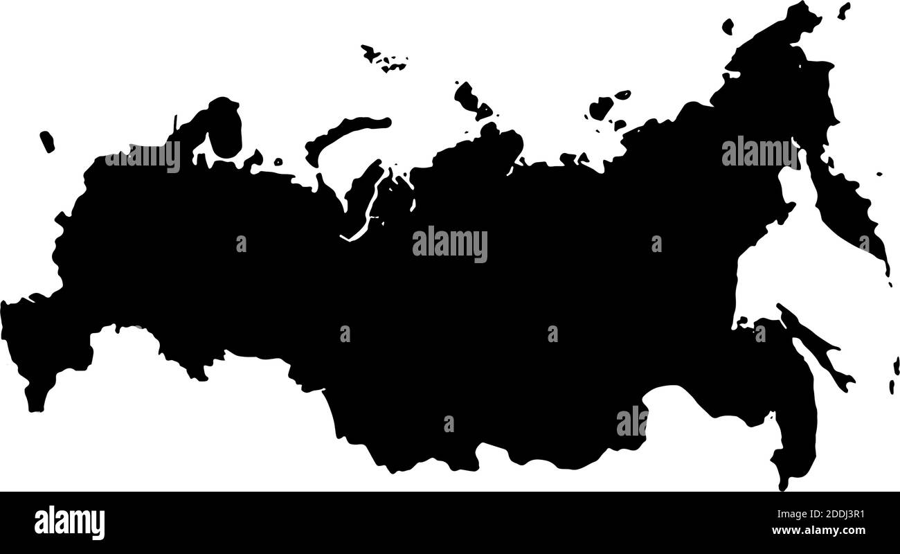 Russia mappa paese vettore illustrazione isolato nero Illustrazione Vettoriale