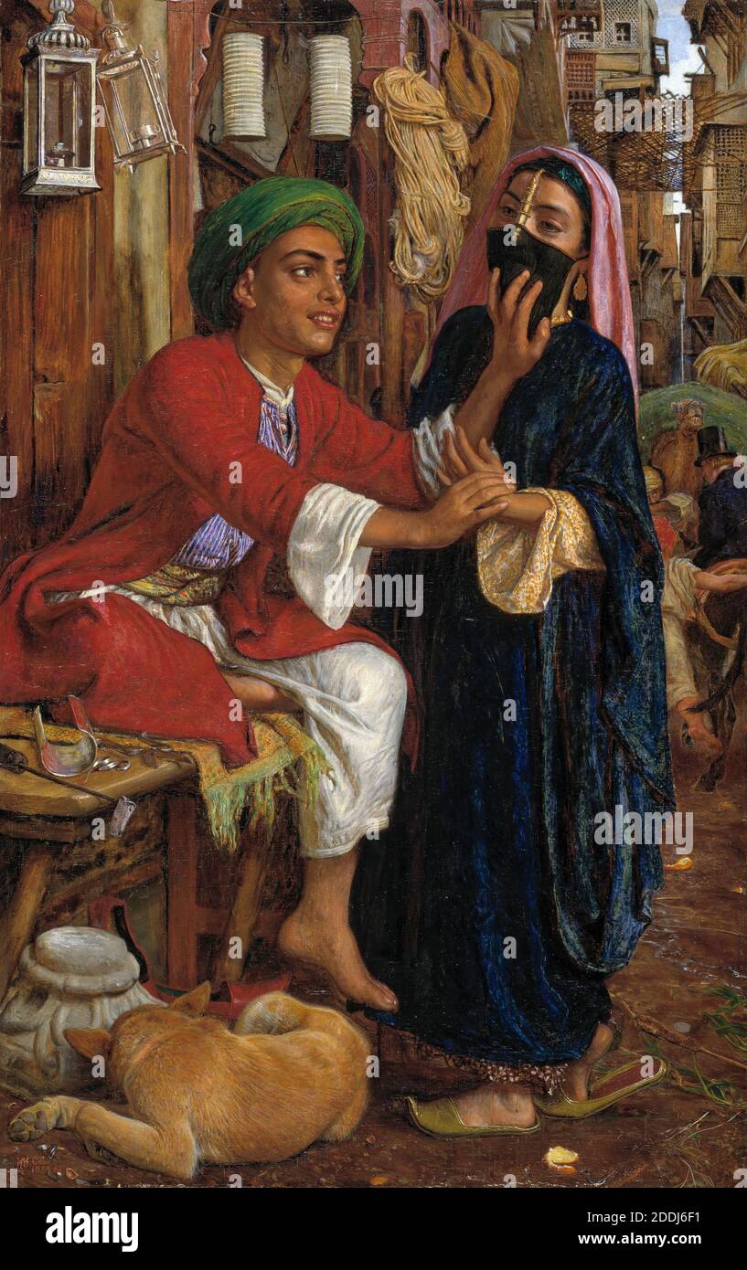 The Lantern Maker's Courtship, A Street Scene in Cairo, 1861 artista: William Holman Hunt, Pre-Raphaelite Foto Stock