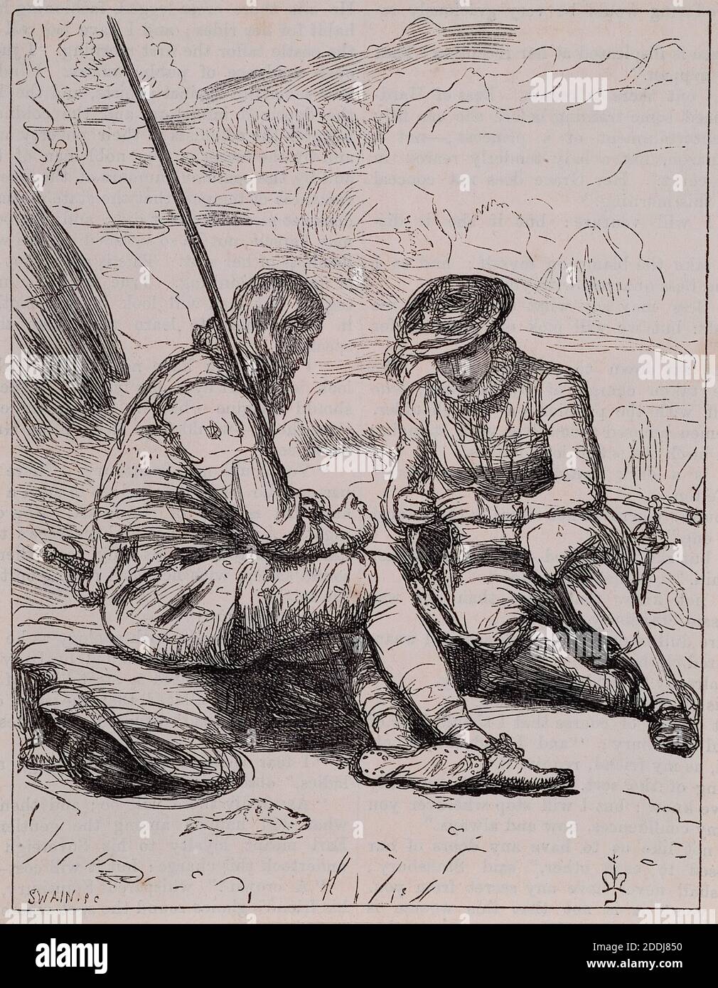 Gli Anglers del dove-Stansbury e Felton ordinare la Prey, 1862 John Everett Millais (d.1896) e Joseph Swain (d.1909), Belle Arti, 19 ° secolo, carta, stampa, legno incisione, Pesce, uomini, pesca Foto Stock