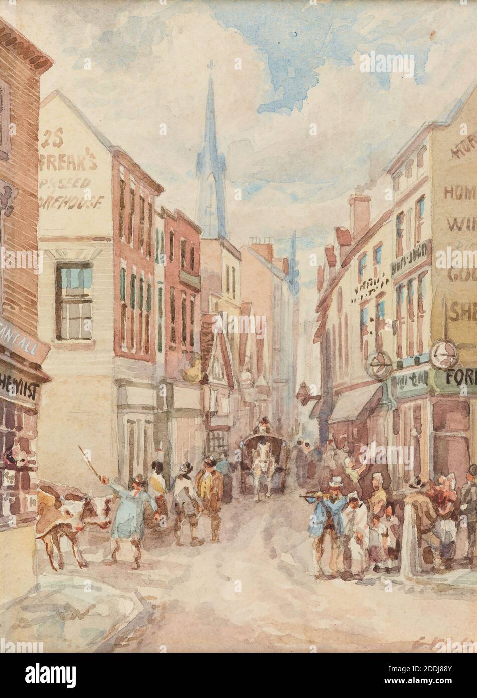 Vista topografica di Birmingham, Watercolor Digbeth, Birmingham George Warren Blackham, Storia sociale, viste topografiche, Inghilterra, Midlands Foto Stock