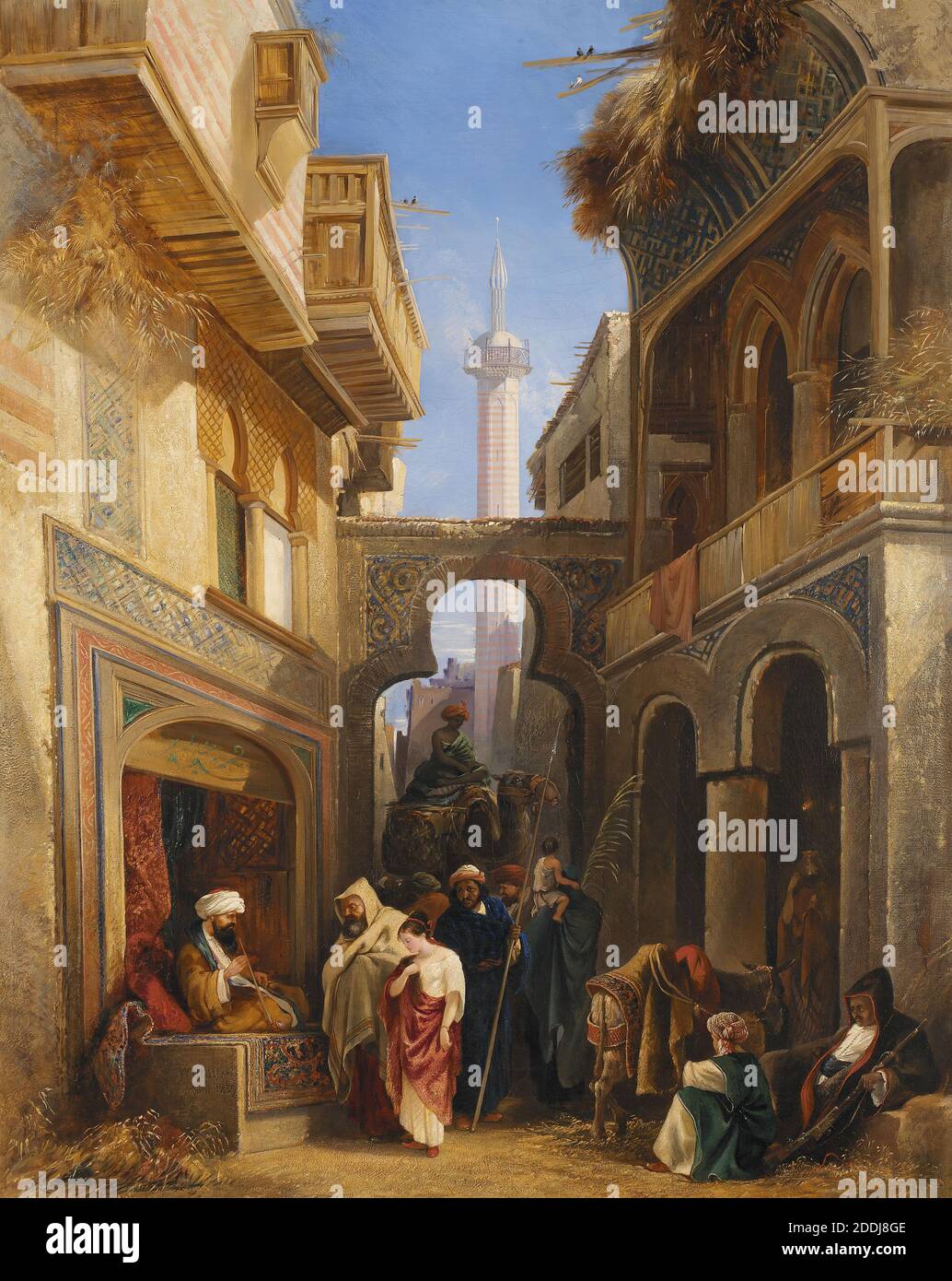 Scena di strada al Cairo, 1839 di William James Muller, Egitto, architettura, pittura di genere, mercato, scena di strada, paesaggio urbano Foto Stock