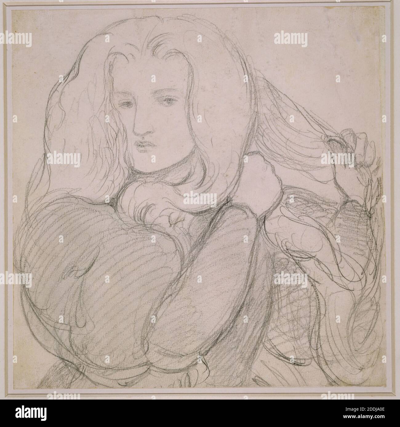 Ritratto di Annie Miller, 1863 di Dante Gabriel Rossetti, disegno, matita, schizzo, PortraitPre-Raphaelite, Donna, capelli Foto Stock