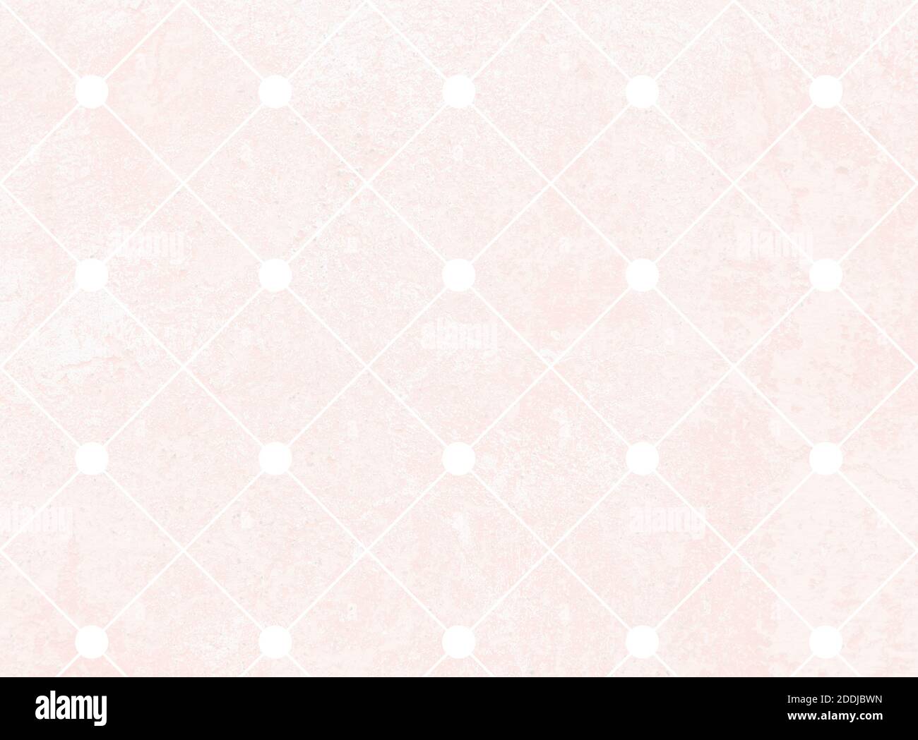 Griglia quadrata inclinata o a rombo realizzata con linee diagonali bianche su parete di cemento rosa chiaro invecchiato. Sfondo con texture full frame ad alta risoluzione. Foto Stock