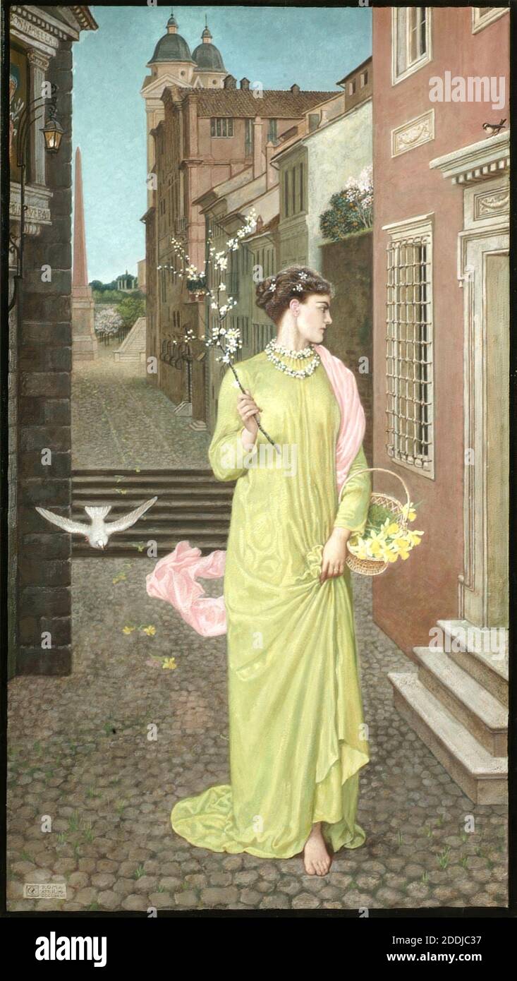 A Herald of Spring, 1872 di Walter Crane, Ritratto, movimento artistico, Pre-Raphaelite, Mixed media, Femminile Foto Stock