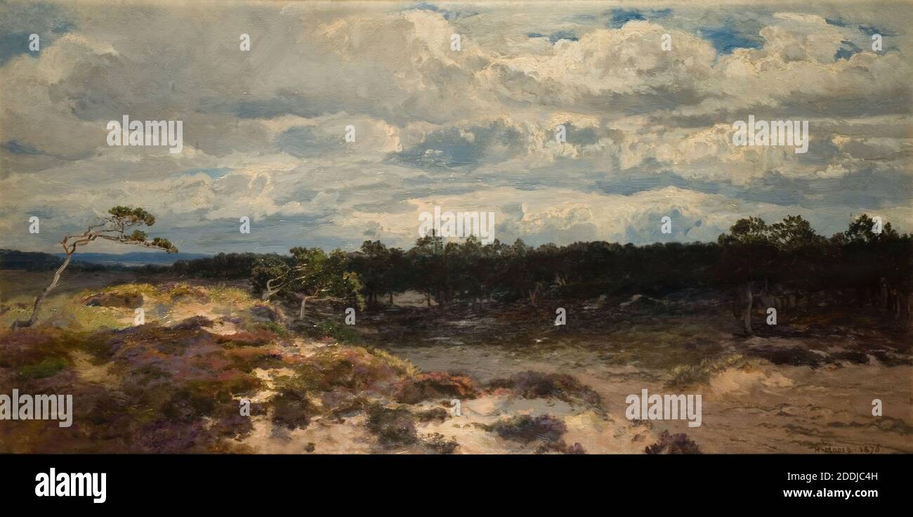 Vicino a Lossiemouth, 1876 Henry Moore (m. 1895), Paesaggio, Pittura ad olio, Scozia, Nuvola, movimento d'arte, Impressionismo, Meteo, Vento, Costa, Spiaggia Foto Stock