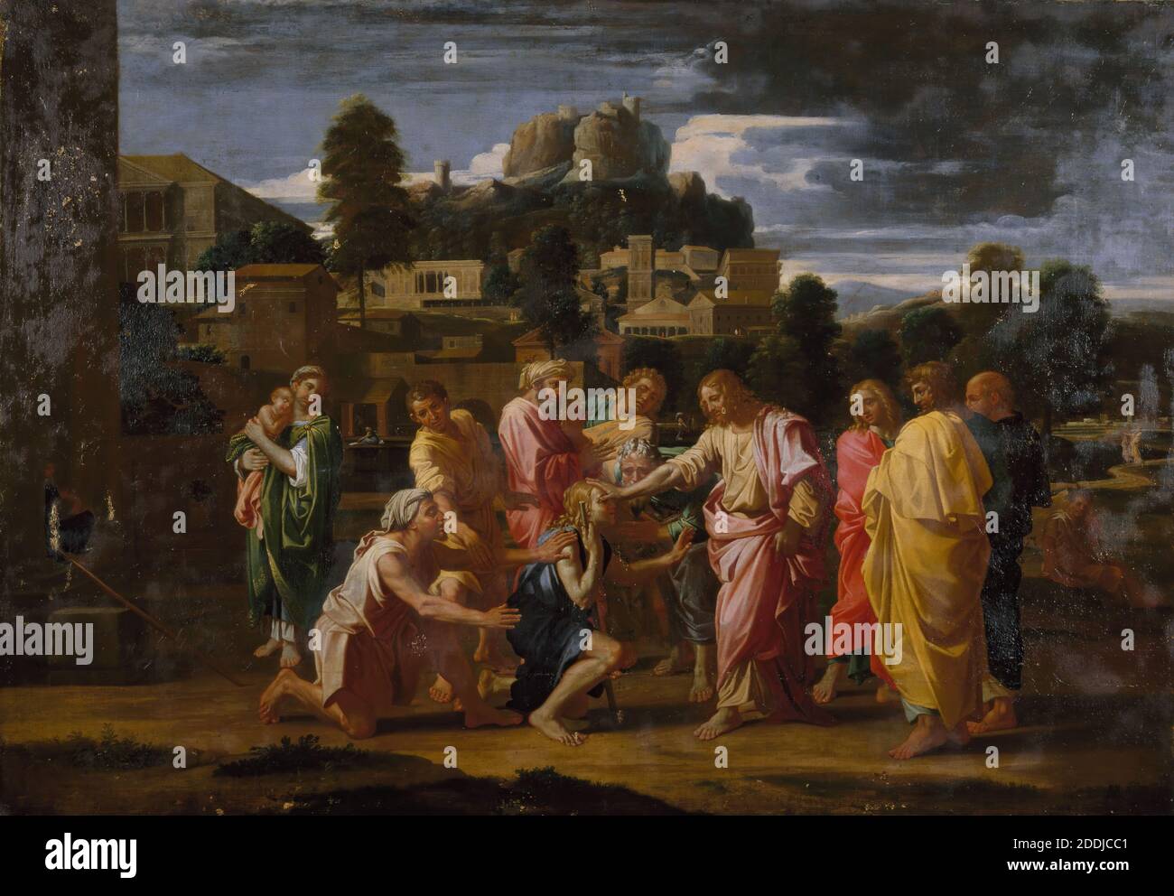 The Blind Men of Gerico 1650-1700 di Nicolas Poussin, Barocco, religione, Cristiano, Vecchio Maestro, movimento d'Arte, Classicismo Foto Stock