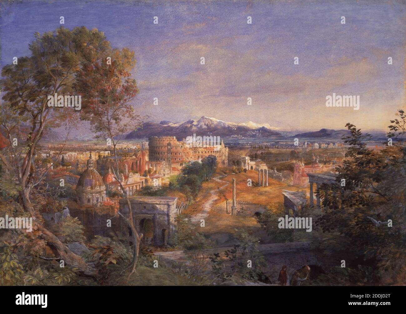 Una veduta dell'Antica Roma, 1838 di Samuel Palmer, Paesaggio, Acquerello Foto Stock