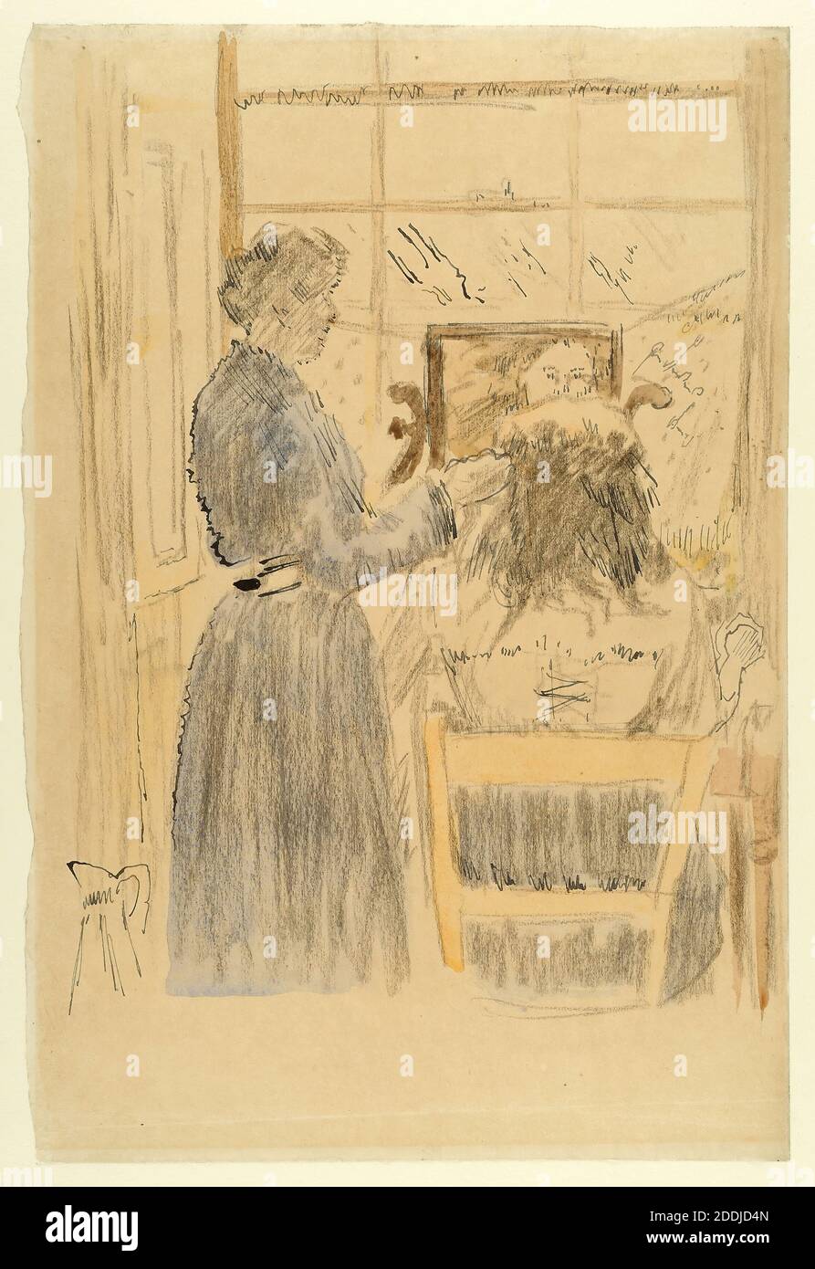 La toilette alla finestra, 1860-1942 Walter Richard Sickert (m. 1942), acquerello, inchiostro, matita, Donna, movimento artistico, Post-impressionismo Foto Stock