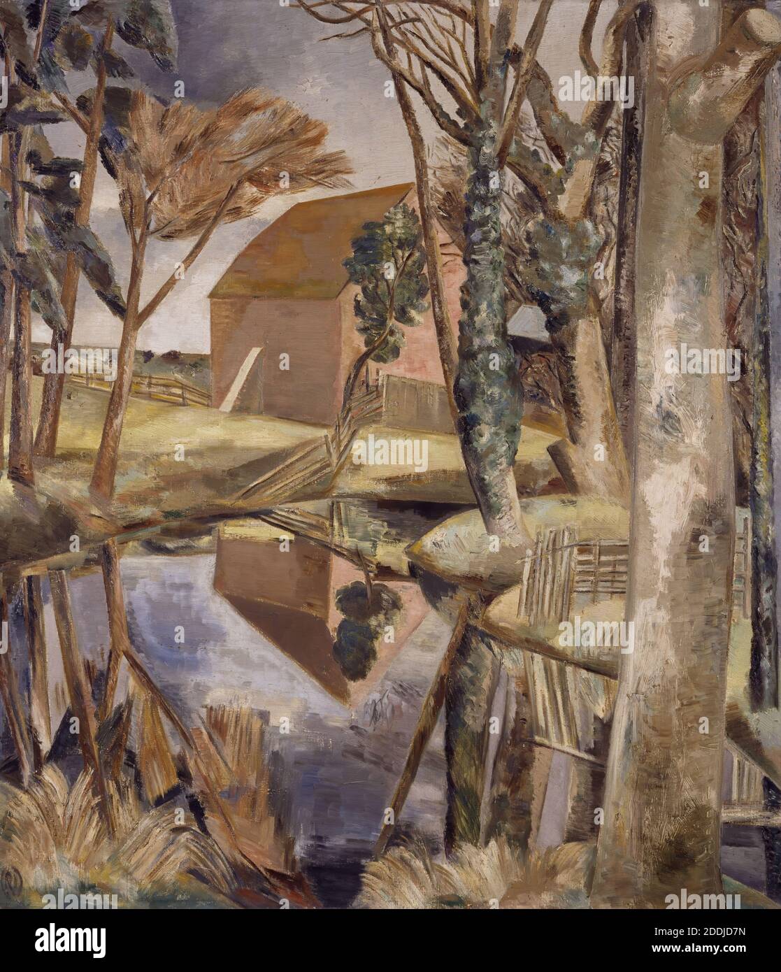 Oxenbridge Pond, 1927-28 Paul Nash (d.1946), Arte moderna, Arte Contemporanea, Paesaggio, Pittura ad olio, Inghilterra, riflessione, Stagno Foto Stock