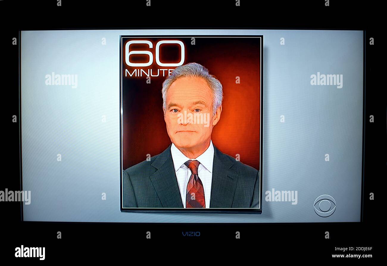 Uno screenshot televisivo di Scott Pelley, un corrispondente per il programma settimanale CBS 60 minuti. Foto Stock