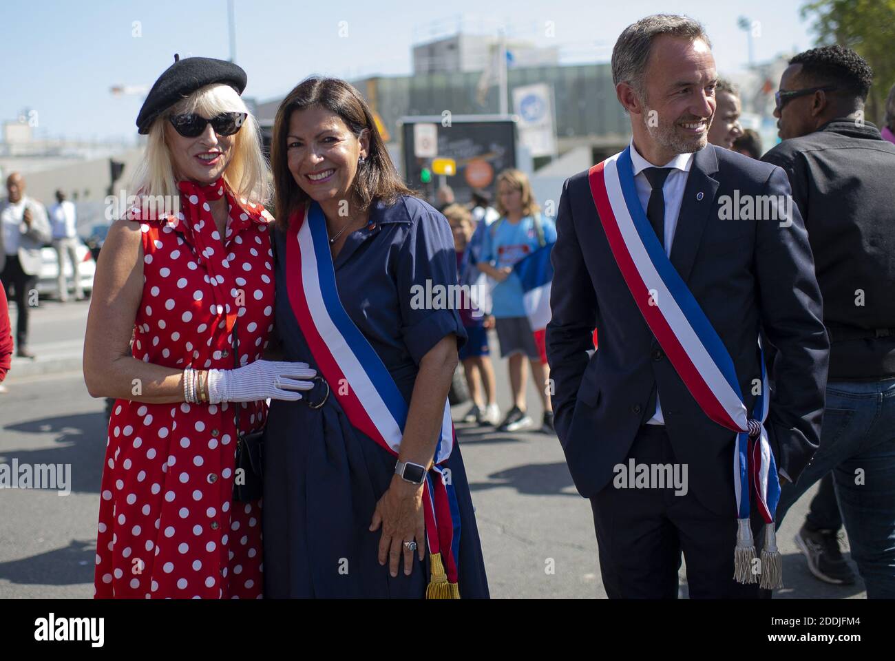 Il Sindaco di Parigi Anne Hidalgo partecipa ad una cerimonia in occasione del 75° anniversario della liberazione di Parigi da parte della seconda Divisione Armored francese durante la seconda Guerra Mondiale dall'occupazione nazista, a Parigi, Francia, il 25 agosto 2019. Foto di Eliot Blondt/ABACAPRESS.COM Foto Stock