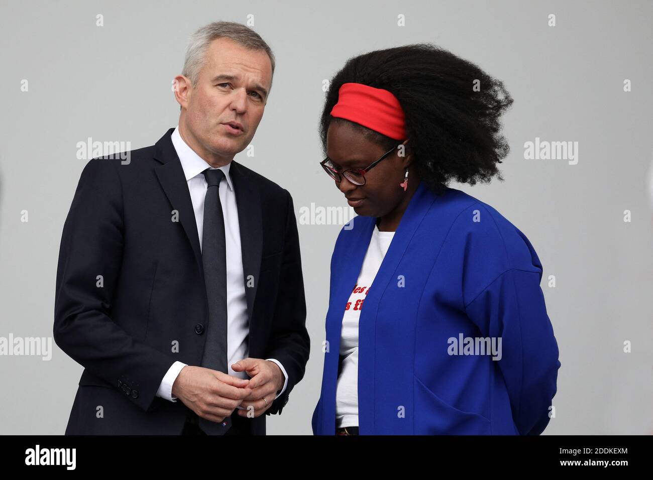 François de Rugy, ministre de la Transition Ecologique et Solidaire, Sibeth ndiaye, secrétaire d'État auprès du Premier ministre et Porte-parole du gouvernement, lors du 139ème défilé militaire du 14 juillet sur les Champs-Elysées, jour de la Fête Nationale. Parigi, le 14 juillet 2019. Foto Stephane Limouton/Pool/ABACAPRESS.COM Foto Stock