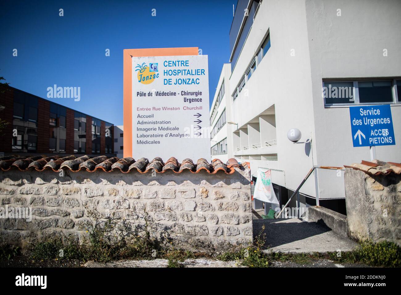 Jonzac, le 22 a out 2019. A Jonzac, en Charente-Maritime, Joel le Scouarnec ancien chirurgien est accuse de plusieurs viols sur des patientes mineures. Sur la photo l hopital de Jonzac dans le quel il a exercé en dernier avant d'être incarcere it 2017. Foto di Thibaud Moritz/ABACAPRESS.COM Foto Stock